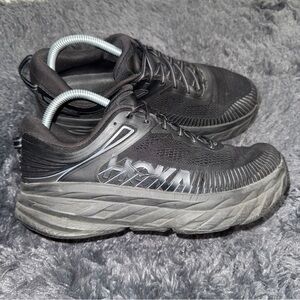 Hoka One Bondi 7 Black/Black Running Shoes Used 1110518 - Men's Size 9